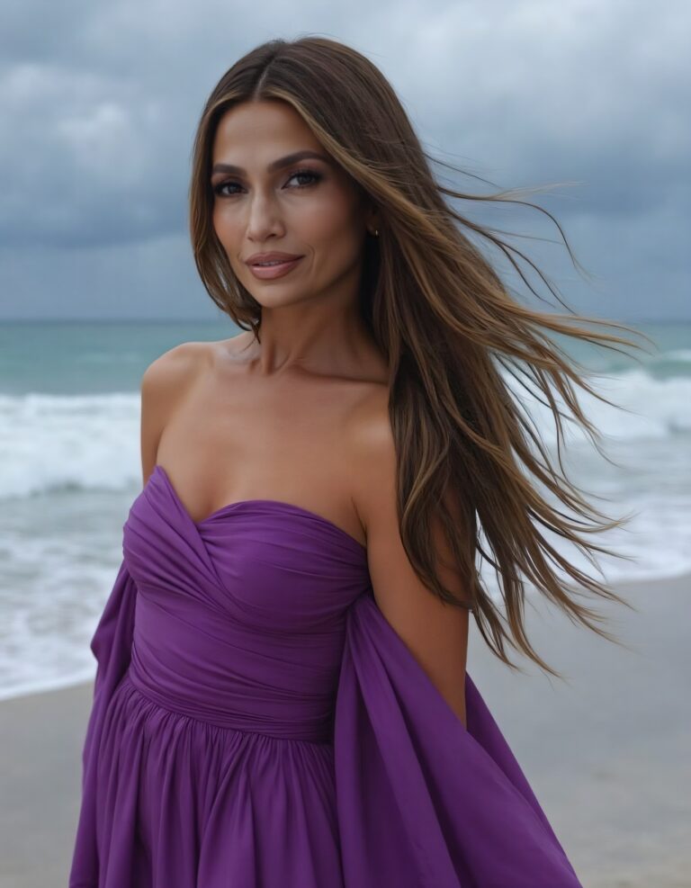 45-Jennifer-Lopez-in-a-purple-off-shoulder-dress