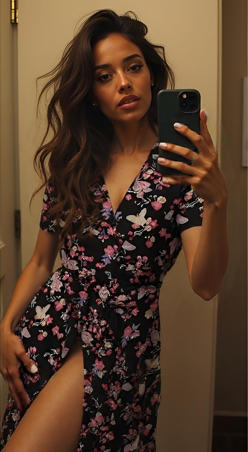 V-Neck Floral Party Dress