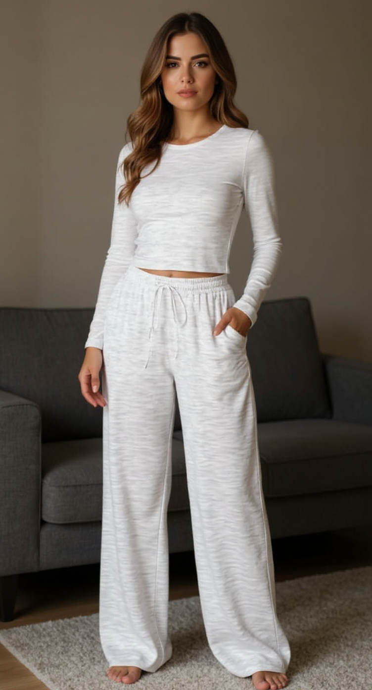 Trendy Queen Women's 2 Piece Matching Lounge Set Long Sleeve Slightly Crop Top Wide Leg Pants Casual Sweatsuit Trendy Queen Women's 2 Piece Matching Lounge Set Long Sleeve Slightly Crop Top Wide Leg Pants Casual Sweatsuit