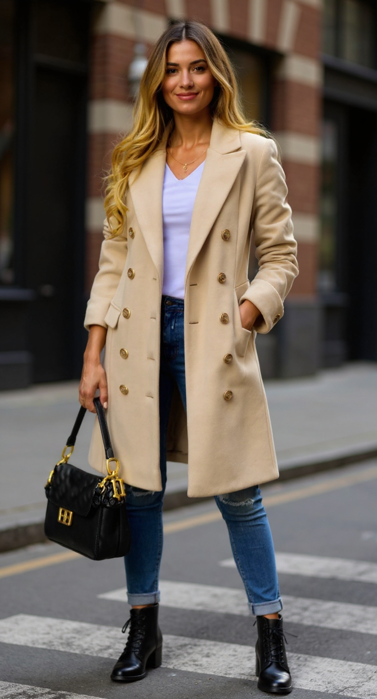 IDEALSANXUN Womens Fall Winter Wool Coats Double Breasted Midi Peacoat Trench Coats IDEALSANXUN Womens Fall Winter Wool Coats Double Breasted Midi Peacoat Trench Coats