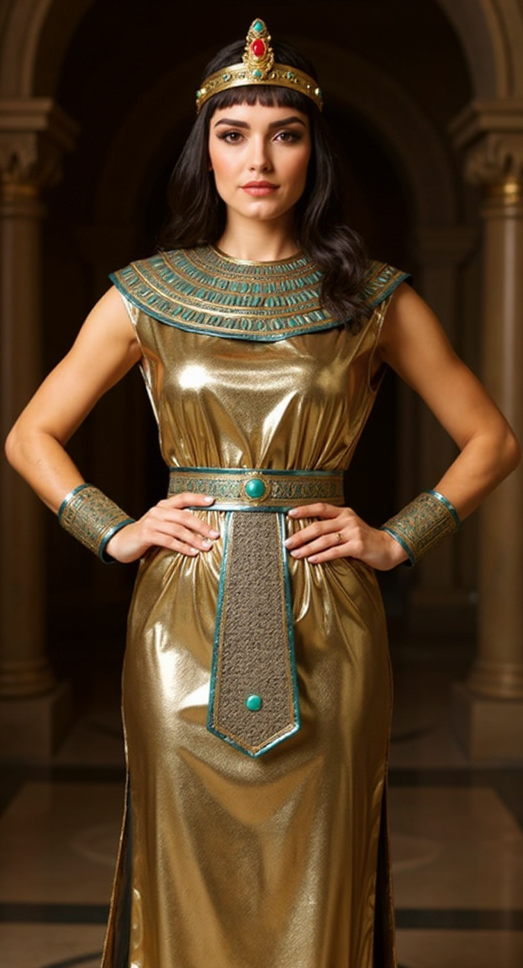ReneeCho Cleopatra Costume Women’s Egypt Queen Costume Halloween Ancient Sexy Goddess Egyptian Ladies Dress golden Dress