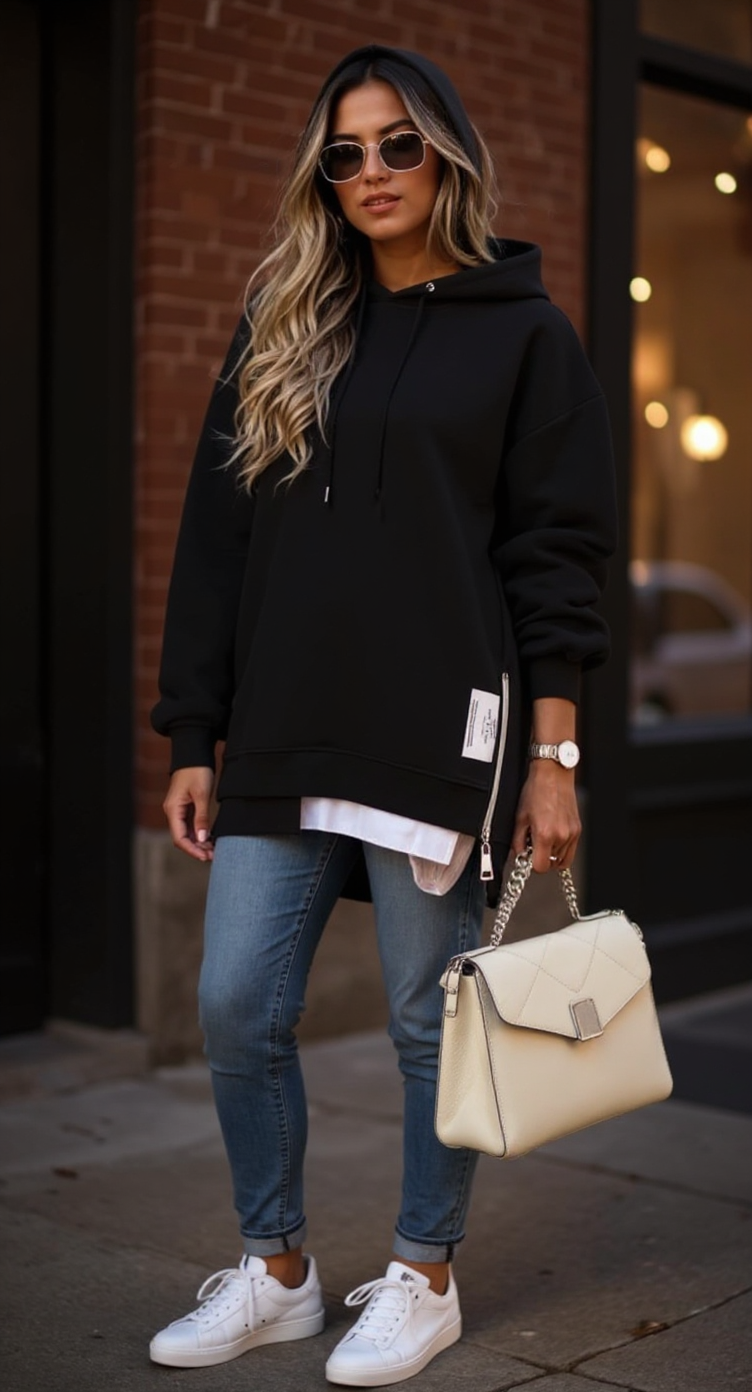 CHICME Womens Long Sleeve Zipper Slit Oversized Sweatshirt 2025 Casual Pullover Zipper Hoodies Fall Clothes CHICME Womens Long Sleeve Zipper Slit Oversized Sweatshirt 2025 Casual Pullover Zipper Hoodies Fall Clothes