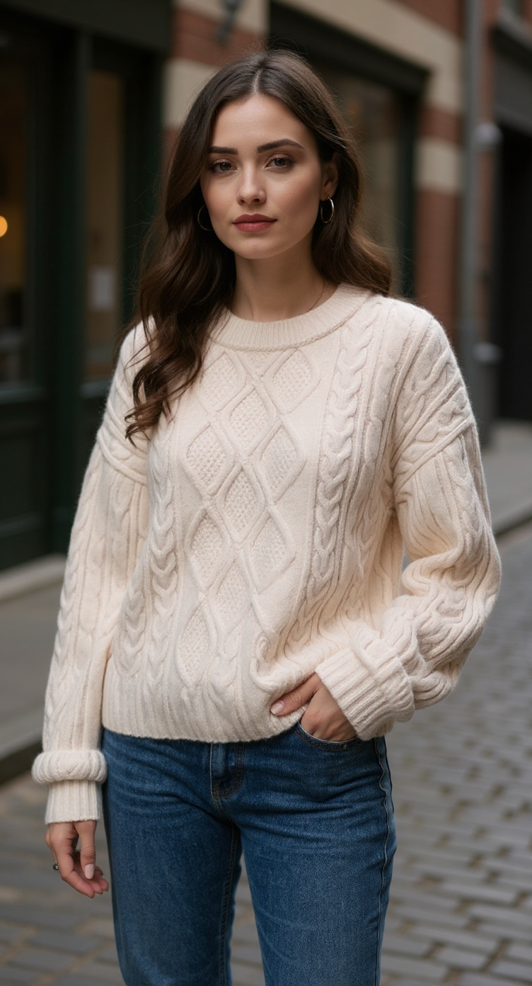 Aelfric Eden Oversized Sweater 90s Vintage Cable Knit Long Sleeve Women Heavy Crewneck Pullover Aelfric Eden Oversized Sweater 90s Vintage Cable Knit Long Sleeve Women Heavy Crewneck Pullover